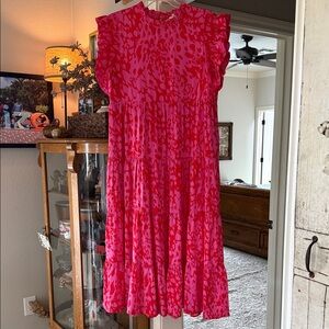 JODIFL Red and Pink Patterned Dress